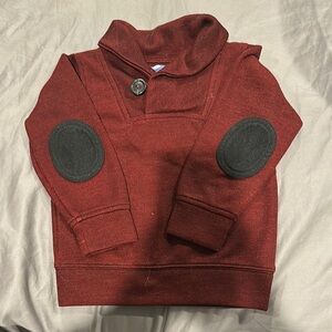 Burgundy Sweater with Black Elbow Patches